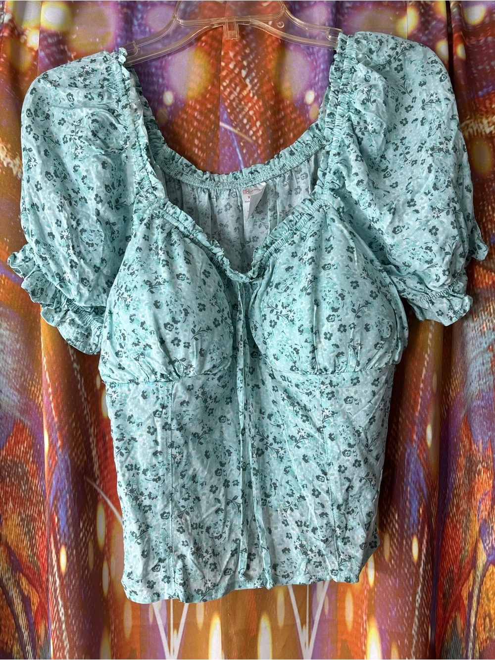 Floral Puff-Sleeve Peasant Top